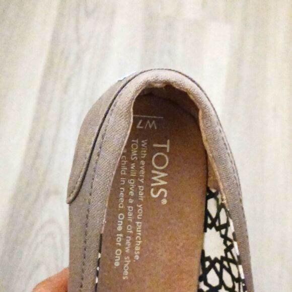 Toms Calypso Peep Toe Espadrille Wedge Taupe Size W 7 - Picture 12 of 12